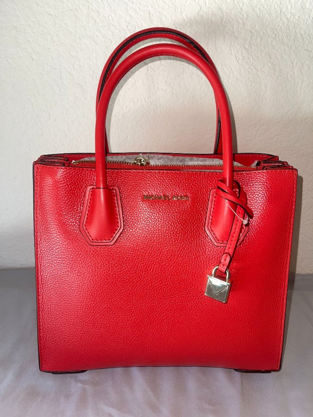 Michael Kors Mercer Red Leather Tote Bag